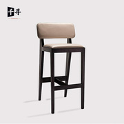 现代简约实木吧椅家用意式轻奢高脚凳北欧酒吧咖啡厅休闲创意吧椅