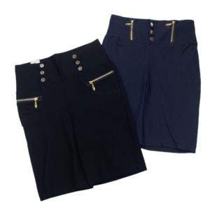 K2032-1夏女装金属扣拉链装饰高腰休闲裤显瘦包臀短裤五分裤