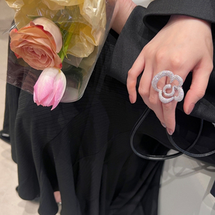 本店定制韩国欧美个性简约金属，夸张镂空花朵，食指戒指饰品女指环