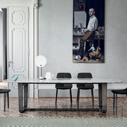 北欧大理石实木餐桌现代简约小户型长方形吃饭桌子设计师创意家具
