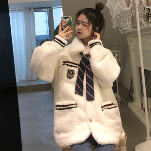 羊羔毛加绒加厚棉衣外套，女2024年韩系温柔风冬季小众时尚棉袄棉服