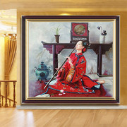 印花DMC十字绣客厅卧室中式古典人物油画 萧香唤影长笛女