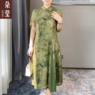 妈妈夏装新中式国风改良旗袍中年女母亲节，气质连衣裙中老年长裙子