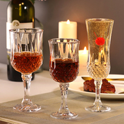 水晶玻璃钻石红酒杯复古浮雕甜酒鸡尾酒杯子高脚杯，葡萄酒杯洋酒杯