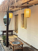 小院屋檐下的竹编灯笼，户外防雨防晒中式门口灯复古风小院蘑菇小匠