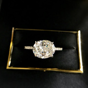 珠宝s925银仿真钻椭圆8*10mm雷迪恩(雷迪恩)钻石，底切割3克拉戒指环
