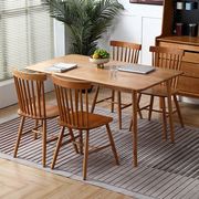 北欧风樱桃木实木餐桌餐椅，桌子圆腿桌现代简约餐桌成套实木餐桌椅