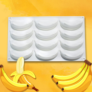 12连香蕉慕斯蛋糕硅胶模具 DIY仿真水果法式甜品矽胶模具烘焙用具