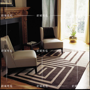 时尚简约方块美式地毯客厅茶几，沙发地毯卧室，床边手工腈纶地毯定制