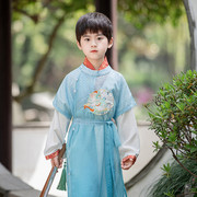 男童汉服2023秋冬长袖古装唐装，中国风童装中大儿童民族风演出服12
