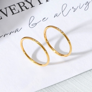 极细素圈戒指女设计小众时尚2024年潮轻奢高级感ins指环宝石