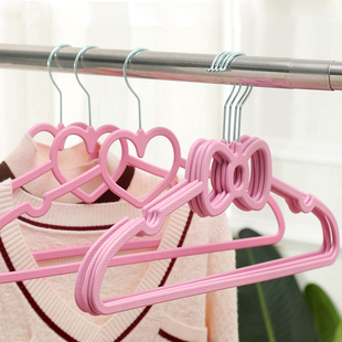 粉色衣橱少女心学生，衣架创意宿舍爱心，蝴蝶结塑料防滑干湿两用衣撑