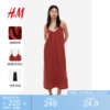 HM女装连衣裙夏季红色宽松V领吊带裙中长款裙子1179970