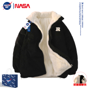 NASA联名羊羔绒毛棉衣男士外套灯芯绒冬季双面穿棉服加绒加厚棉袄