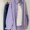 胖MM特大码300斤紫色长袖衬衫女春秋设计感小众宽松防晒衬衣外套2