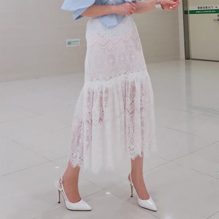 韩国东大门女装2023秋季时尚洋气显瘦蕾丝包臀半身裙长裙