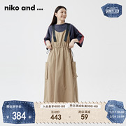 nikoand...连衣裙2024年春季复古休闲可收腰纯色背带裙973425