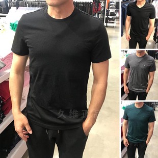 CK Calvin Klein男2024夏季亲肤舒适修身纯棉纯色圆领V领短袖t恤