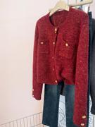 红色过年小香风毛衣外套女秋冬冬季小个子短款马海毛针织开衫上衣