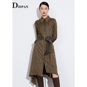 IDPAN女装商场同款时尚气质秋季艺术美学极简线条斜裁连衣裙