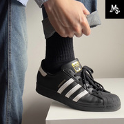 阿迪达斯Adidas Superstar男女金标贝壳头黑白运动休闲鞋EG4959