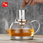 电磁炉专用烧水壶玻璃茶壶耐热家用煮水泡茶壶不锈钢过滤平底茶壶
