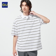 gu极优男装宽松条纹，polo衫(5分袖)2023年夏季休闲时尚流行346755