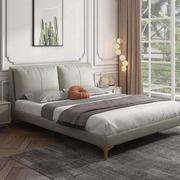 意式极简皮艺床双人床全实木，框架主卧床现代简约软床小户型家用床