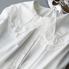 法式蕾丝双层花边娃娃领气质白衬衫女设计感宽松减龄长袖上衣24春