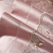 结婚四件套新中式刺绣高档轻奢高端婚庆，床上用品粉色全棉床单被罩