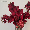 lancol中式仿真花红色油画蝴蝶兰，客厅餐桌样板间，装饰花摆件假花