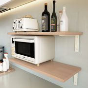 免打孔厨房隔板墙上置物架木板壁挂烤箱架微波炉调味料置物板收纳
