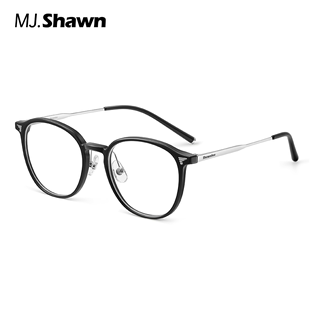 mjshawn黑色，复古眼镜防蓝光眼镜框，超轻镜架配度数近视眼镜