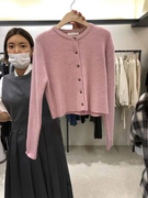韩国东大门2024春季纯色圆领减龄长袖休闲简约针织衫毛衣外套