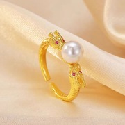 双龙戏珠戒指S925银女士高级感小众轻奢食指环生肖龙新年百搭礼物