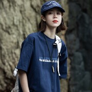 240克日系纯棉t恤男女，2023夏季潮牌发泡印花情侣宽松中性短袖