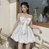 名媛白色吊带裙夏季女2024迪士尼穿搭小个子蝴蝶结公主礼服裙