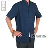中老年爸爸夏季短袖衬衫，男式中国风唐装汉服纯棉，盘扣衬衣居士大码