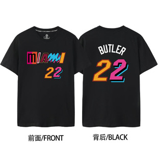 2023短袖T恤热火东部冠军季后赛22号吉米巴特勒篮球城市版球衣棉