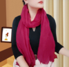 纯色棉麻大尺寸中国红色丝巾夏围巾(夏围巾)披肩两用女生秋冬季新薄款围脖
