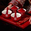敬茶杯结婚一对盖碗筷红色，改口喜庆喜碗茶具婚礼敬酒陪嫁女方套装