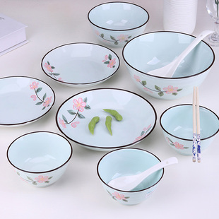碗碟餐具套装26头28头家用吃饭碗，汤面碗日式骨瓷陶瓷碗盘筷子碟子