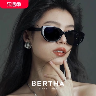 王嘉尔(王嘉尔)同款墨镜女猫眼高级感2024黑白，框近视太阳镜防晒紫外线