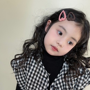 韩国进口不锈钢爱心bb夹儿童，时尚边夹刘海，夹女童裹布宝宝发夹