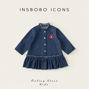 INSbobo女童连衣裙春秋新款女宝牛仔裙儿童裙子春季宝宝童装洋气