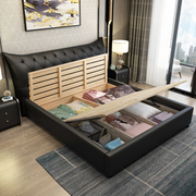 皮床1.8米 简约现代欧式科技布双人大床1.5m储物高箱婚床卧室家具