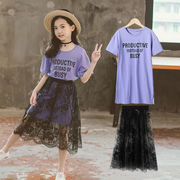 女童紫色连衣裙2022夏装洋气，时髦12中童大童公主14岁套装裙子