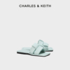 CHARLES&KEITH春夏女鞋CK1-70380955女士编织露趾方头平跟拖鞋