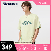 filafusion潮牌男子针织短袖t恤衫夏季时尚logo圆领宽松t恤