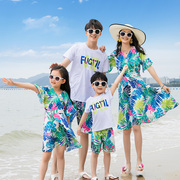 海南三亚旅游情侣装海边沙滩一家三口四口亲子装母女连衣裙父子装